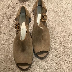 Anne Klein open toe suede shoe